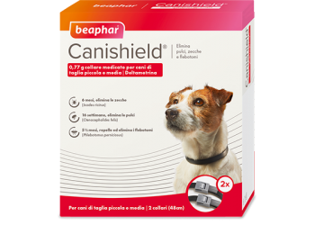 Beaphar Canishield Collare Antiparassitario per Cane Taglia Media Piccola  da 48 cm Confezione da 2 collari